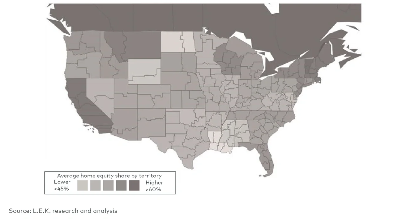 US share of home value as equity by territory (2024)